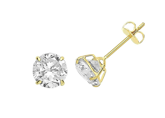 9ct 9K Gold Solitaire Earrings , Solitaire Diamond Stud 3mm 4mm 5mm