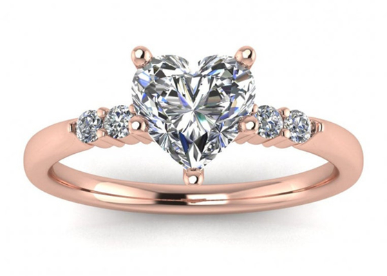 0.8ct 9K Silver Ring Heart Shape With Lab Diamond 6MM Dimension