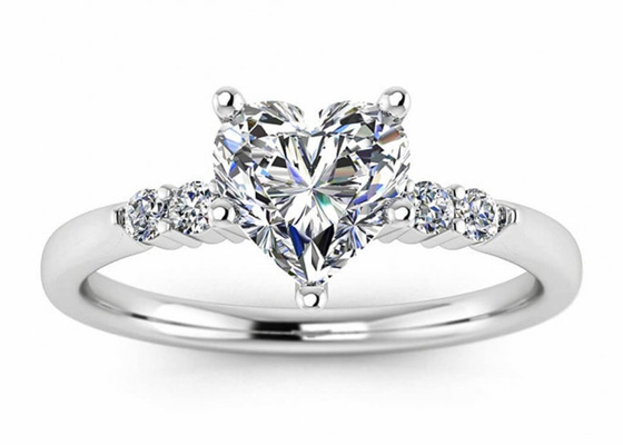 0.8ct 9K Silver Ring Heart Shape With Lab Diamond 6MM Dimension