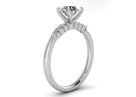 0.8ct 9K Silver Ring Heart Shape With Lab Diamond 6MM Dimension