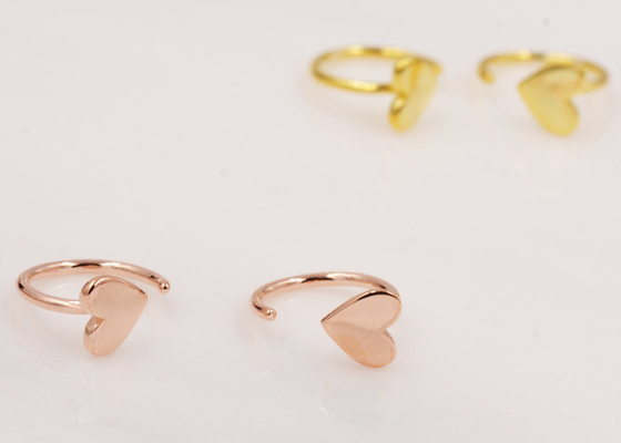 Huggie Hoop 9K Gold Earrings Tiny Heart Shape Dia Inner 8mm Outer 10.5mm