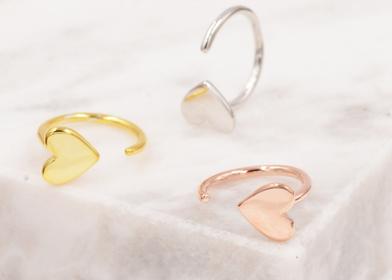 Huggie Hoop 9K Gold Earrings Tiny Heart Shape Dia Inner 8mm Outer 10.5mm