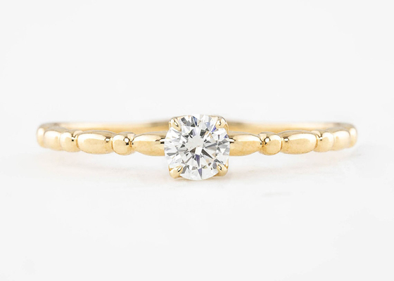 6MM Gold Ring With Solitaire Diamond , 0.8ct Moissanite Diamond Rings ODM