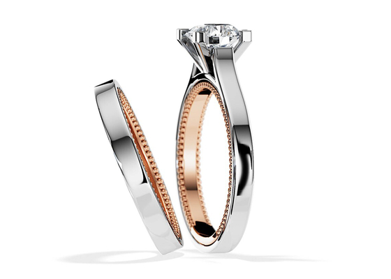 Two Tone Color 9K Gold Ring 7.5MM with 1.5ct Moissanite Diamond