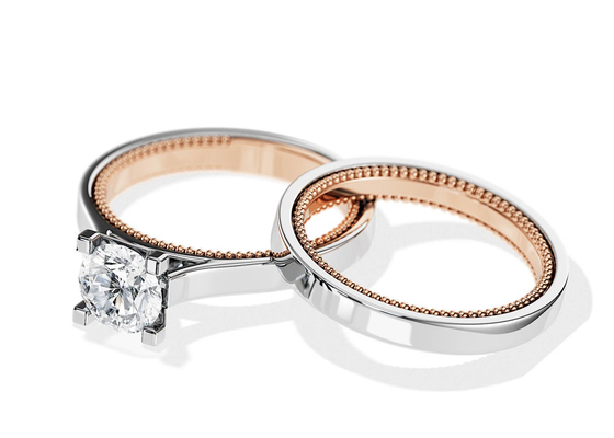 Two Tone Color 9K Gold Ring 7.5MM with 1.5ct Moissanite Diamond