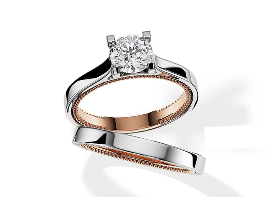 Two Tone Color 9K Gold Ring 7.5MM with 1.5ct Moissanite Diamond