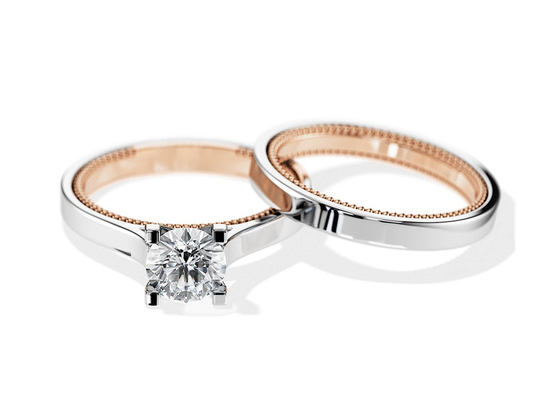 Two Tone Color 9K Gold Ring 7.5MM with 1.5ct Moissanite Diamond