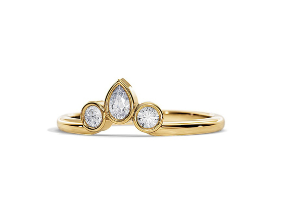 0.4CT V Shaped Wedding Band With Engagement Ring , 2MM Stackable Diamond Rings OEM