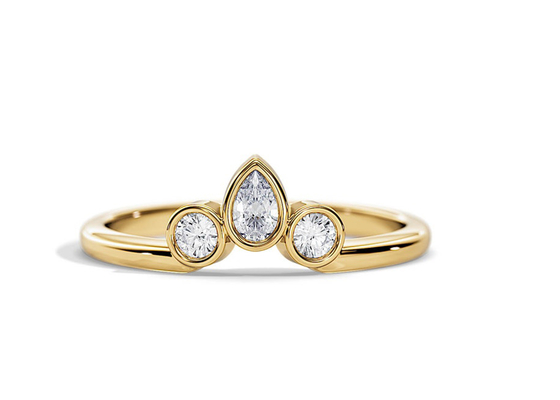 0.4CT V Shaped Wedding Band With Engagement Ring , 2MM Stackable Diamond Rings OEM
