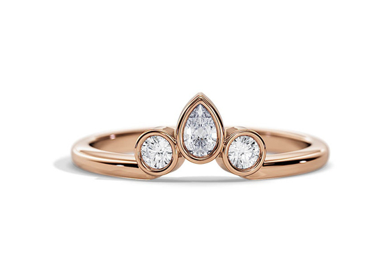 0.4CT V Shaped Wedding Band With Engagement Ring , 2MM Stackable Diamond Rings OEM
