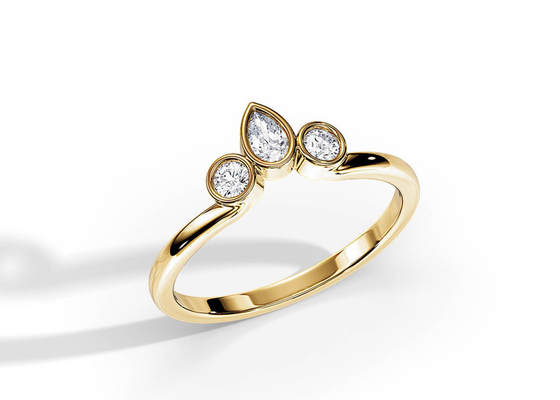 0.4CT V Shaped Wedding Band With Engagement Ring , 2MM Stackable Diamond Rings OEM