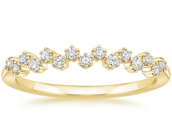 Round 14k Yellow Gold Wedding Band , 1.8mm-2.5mm Natural Diamond Ring