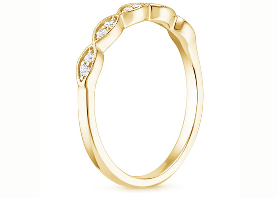 Marquise Shape 14K Yellow Gold Jewelry Ring 1mm-2mm Size Bar Setting Type
