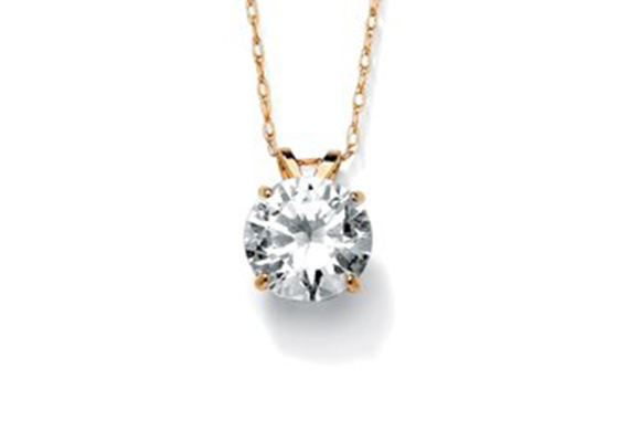 Vintage Solitaire Diamond Necklace , 5mm 14k Solid Gold Necklace Women'S OEM ODM