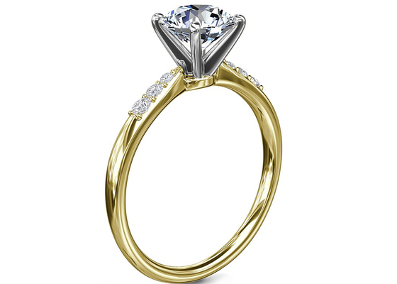 Round Shape 9K Silver Ring With 6MM 1.0ct White Moissanite Stone