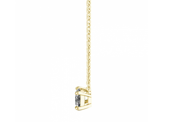 Baguette Cut 14K Gold Necklaces With 0.5ct 5×7mm Solitaire Diamond
