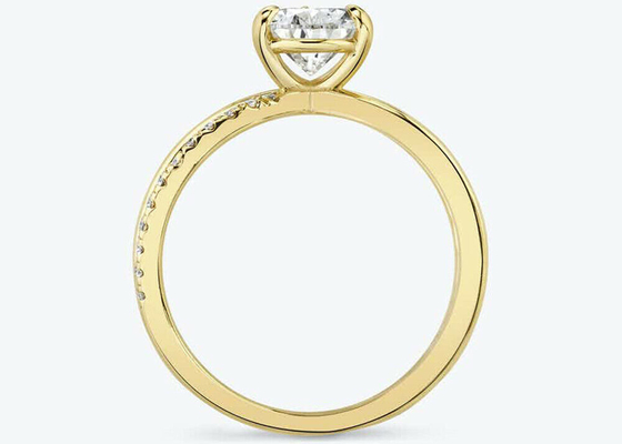Pear Cut 9k Yellow Gold Rings With Lab Diamond RD 6×9mm Dimension