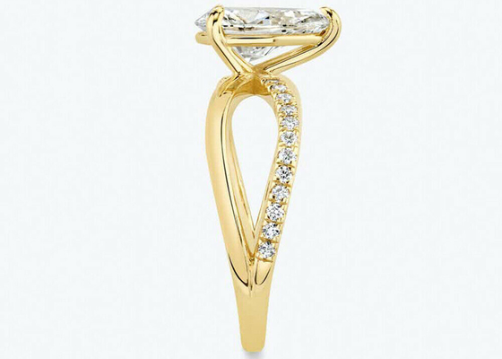 Pear Cut 9k Yellow Gold Rings With Lab Diamond RD 6×9mm Dimension