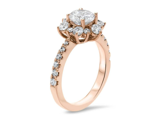 Snowflake Inspired 9K Silver Ring With Lab Diamond RD6.5MM Size 1.0ct weight