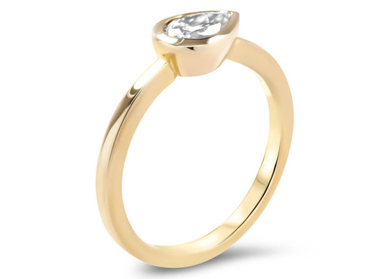 0.77ct Yellow Gold Wedding Ring , ODM Bezel Set Engagement Ring for Lady