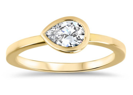 0.77ct Yellow Gold Wedding Ring , ODM Bezel Set Engagement Ring for Lady