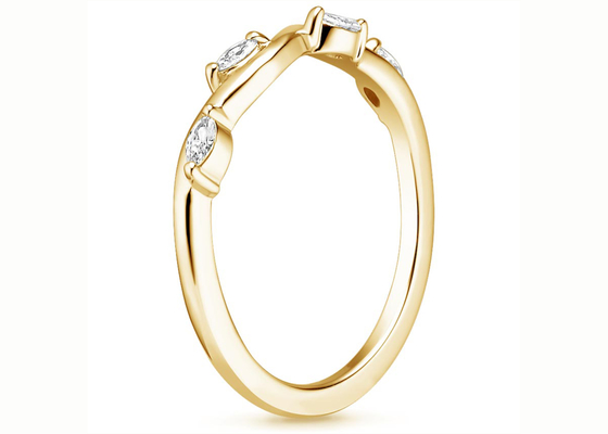 Winding Willow 14K Yellow Gold Jewelry Ring With 2×4mm 0.40ct Diamond