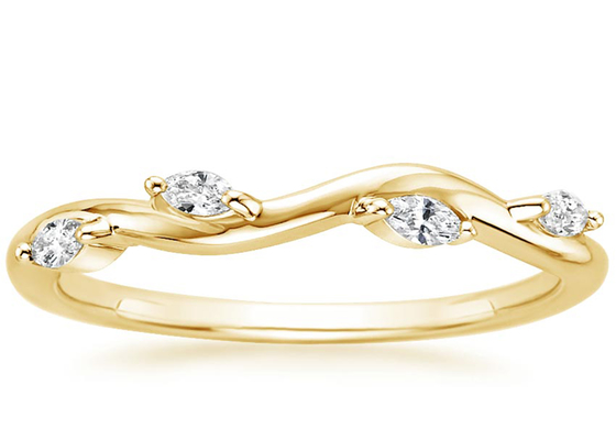 Winding Willow 14K Yellow Gold Jewelry Ring With 2×4mm 0.40ct Diamond