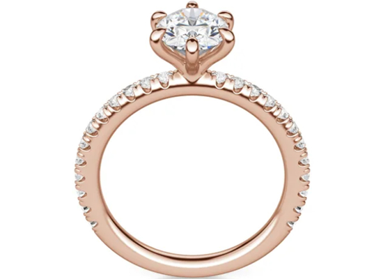 Prong Set Type 9k Silver Ring Rose Gold Material With 1.5carat 6×8mm Stone