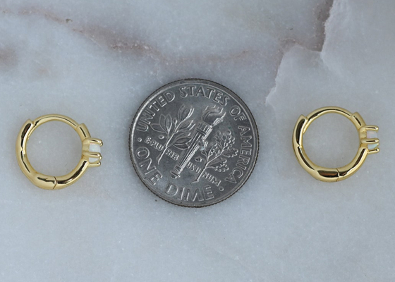 Dia 10mm Gold Opal Huggie Earrings 1.5mm Width For Anniversary