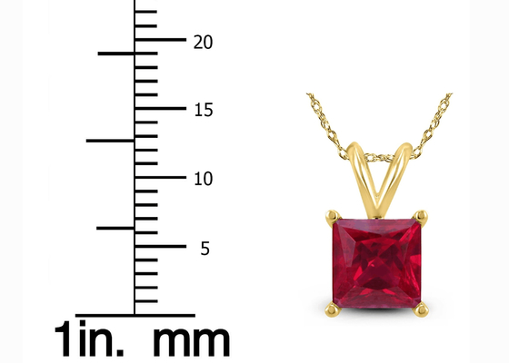 7×7MM 14K Gold Necklaces With Ruby Pendant 2ct for Engagement