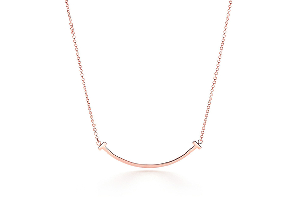 18K Rose Gold Neklace , Smile Pendant Necklace 16-18inch Adjustable length