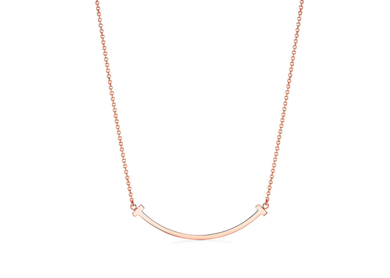18K Rose Gold Neklace , Smile Pendant Necklace 16-18inch Adjustable length