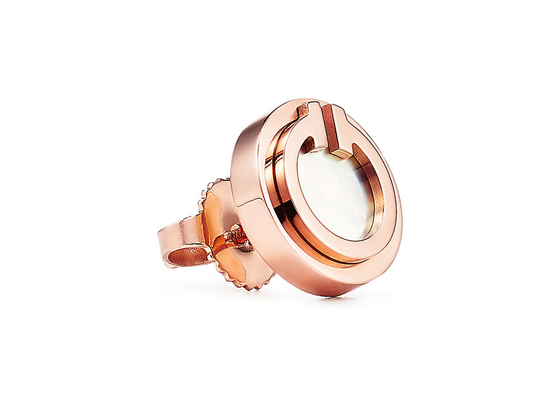 2.37g Rose Gold Mother Of Pearl Earrings , Mother Of Pearl Stud 9.65mm Size