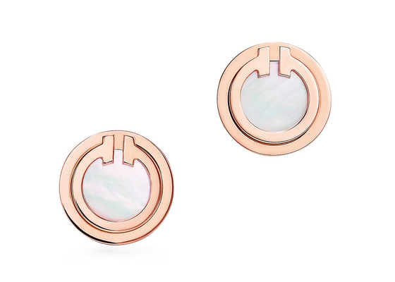 2.37g Rose Gold Mother Of Pearl Earrings , Mother Of Pearl Stud 9.65mm Size