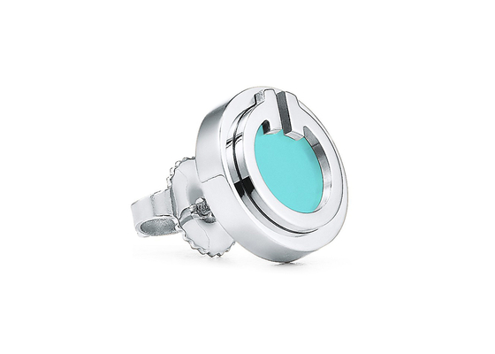 ODM Turquoise Circle Earrings , Dia 9.65mm 18k Turquoise Earrings 2.37g Weight