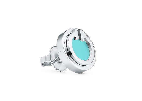 ODM Turquoise Circle Earrings , Dia 9.65mm 18k Turquoise Earrings 2.37g Weight