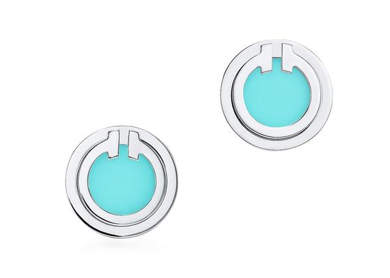 ODM Turquoise Circle Earrings , Dia 9.65mm 18k Turquoise Earrings 2.37g Weight