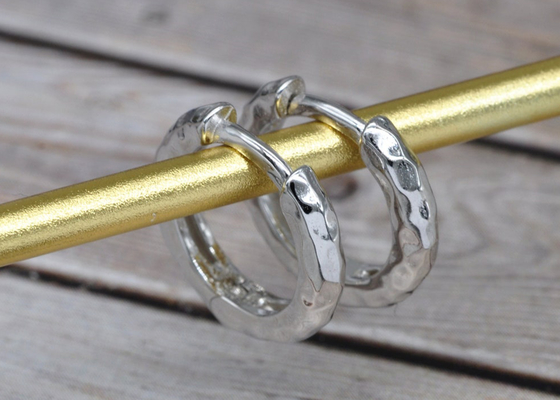 dia 11mm 9k Gold Hoop Earrings , ODM Hammered Gold Hoop Earrings for Party