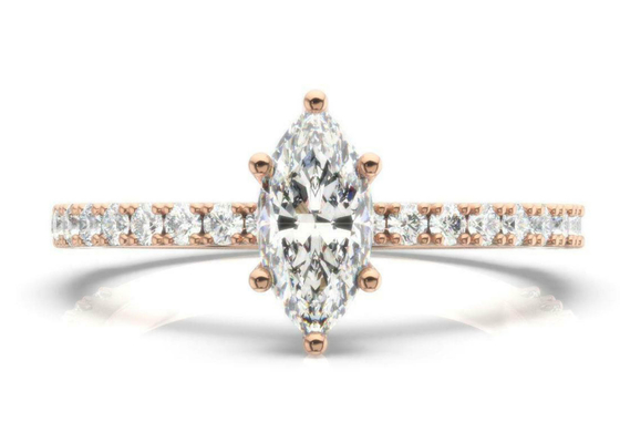 D VS1 18K Rose Gold Ring 2CT Weight Marquise Cut for Engagement