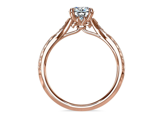 14K Roose Gold Lab Grown Moissanite Ring Dia RD6mm 0.8ct for Wedding
