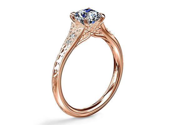 14K Roose Gold Lab Grown Moissanite Ring Dia RD6mm 0.8ct for Wedding