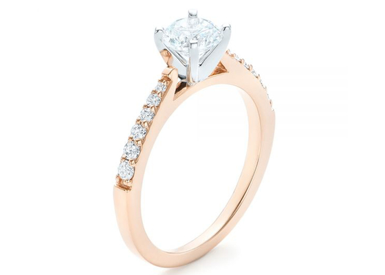 Claw Setting Rose Gold Moissanite Band Rings 5.5MM size OEM ODM