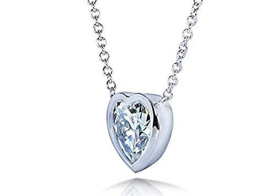 16inch 14K Gold Necklaces Heart Bezel style with 6x6mm Moissanite