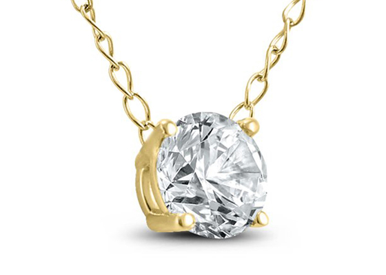 4mm 0.23ct Diamond Solitaire Necklace , 4 Prongs 14k Yellow Gold Necklace