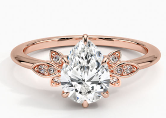 14K 0.77ct Rose Gold Pear Cut Wedding Moissanite Jewelry Gold Ring