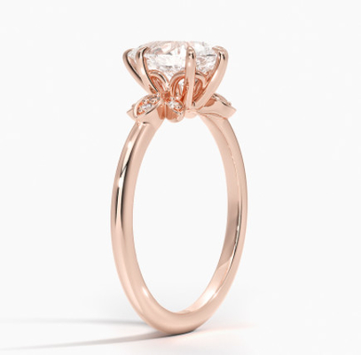 14K 0.77ct Rose Gold Pear Cut Wedding Moissanite Jewelry Gold Ring