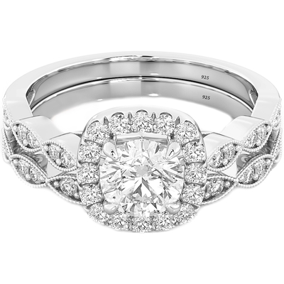0.90CT Bridal Wedding Rings Set , Square Diamond Engagement Ring ODM