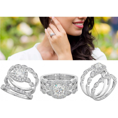 51pcs 0.51CT Halo Diamond Engagement Ring Set Claw Prong Setting Type