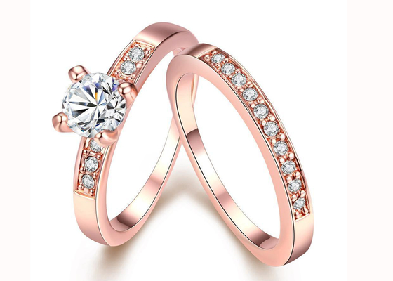OEM Rose Gold Engagement And Wedding Ring Set with 0.44CT 5mm Stone