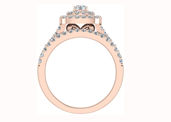 0.79CT 79PCS Diamond Engagement Wedding Rings Double Halo Style Cushion Shape
